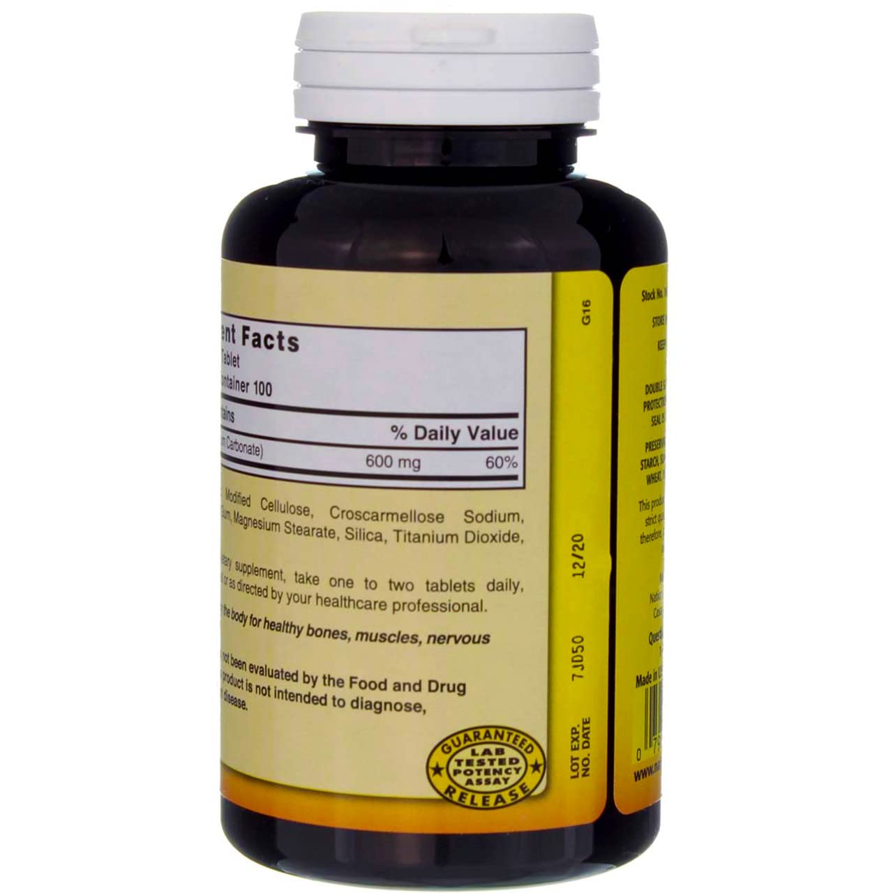 Xllent Calcium Carbonate 600mg Tablets, 200 Count