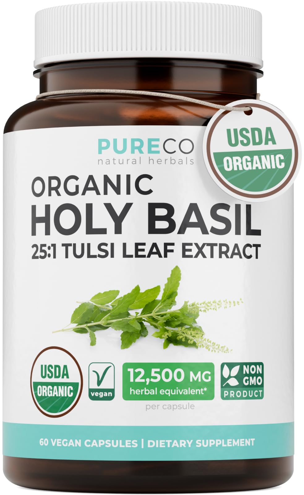 PURE CO Holy Basil Supplement 60 Capsules