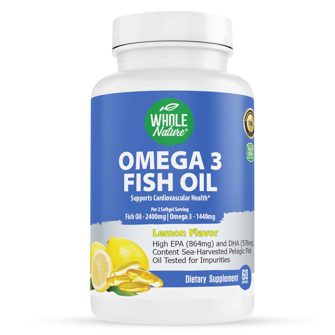 Whole Nature Omega 3 Fish Oil Capsules, 60 Count