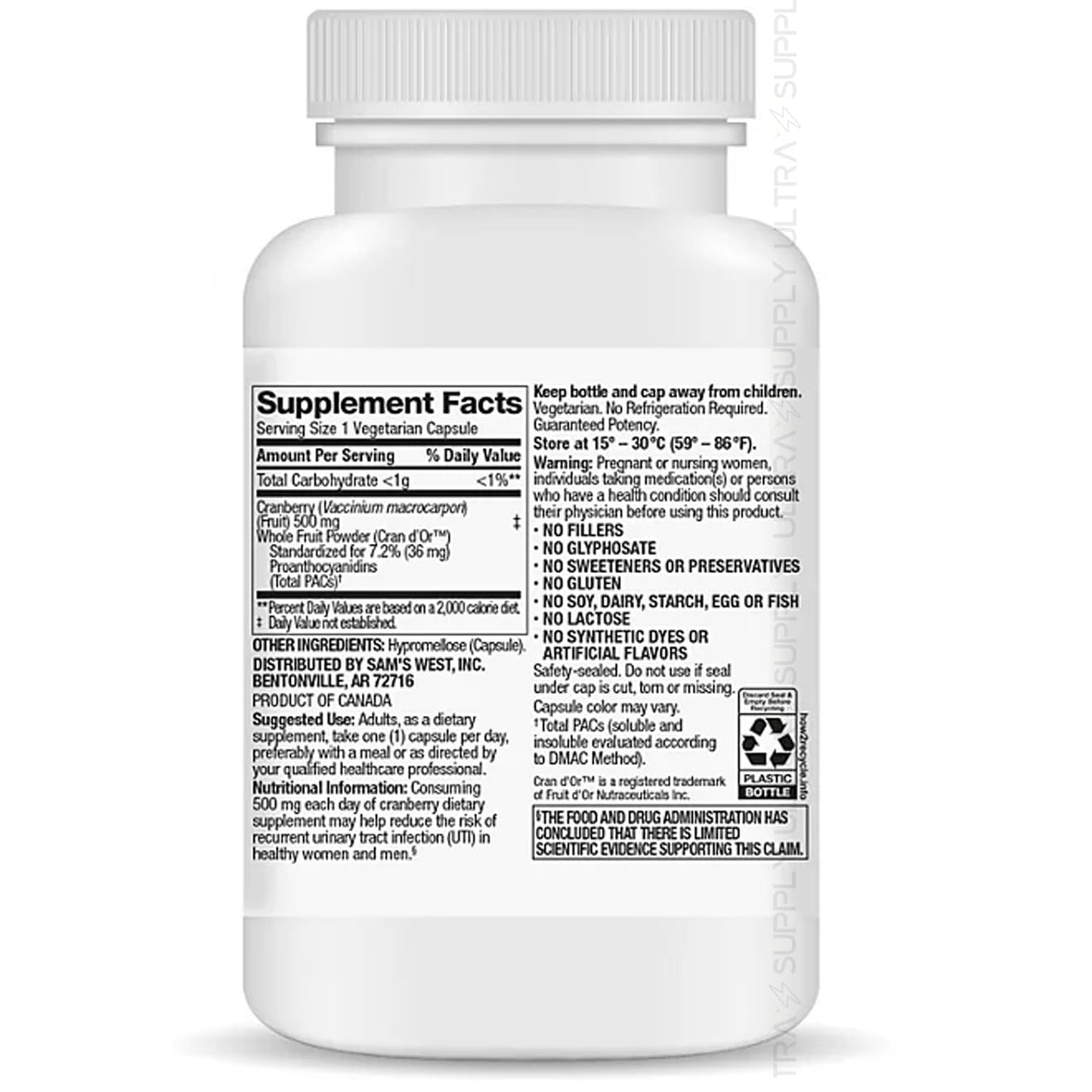 Generic Clinical Strength Cranberry Capsules, 150 Capsules