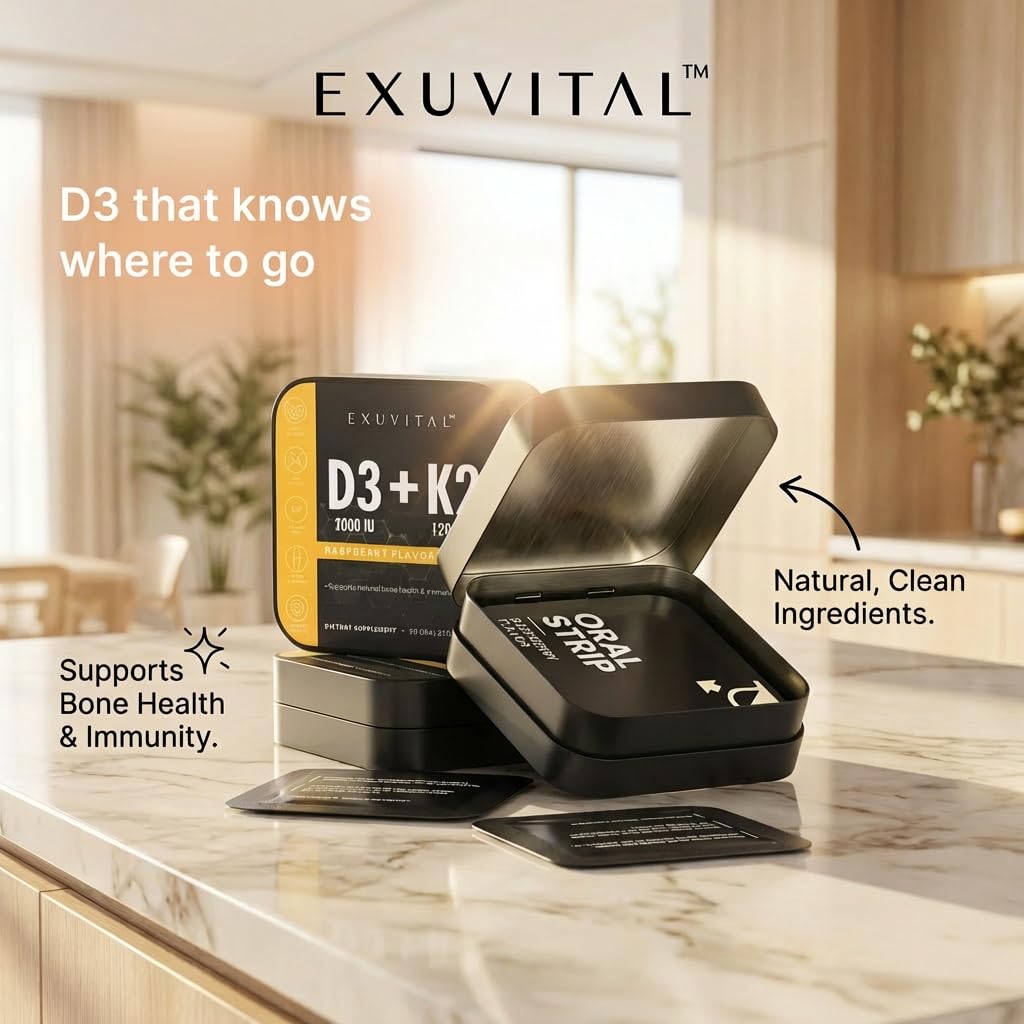 EXUVITAL Vitamin D3 + K2 Capsule, 30 Count
