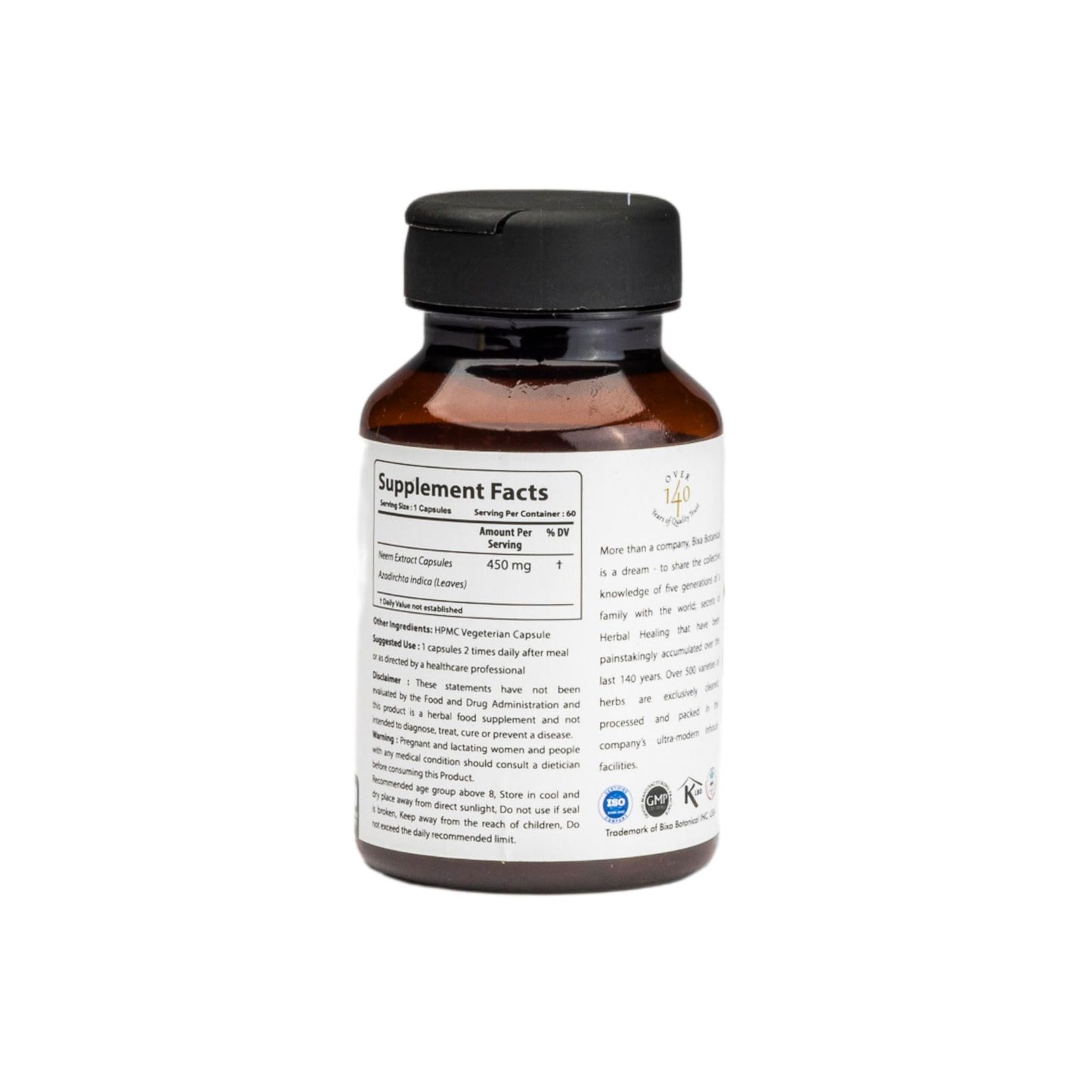 bixa BOTANICAL Neem Leaf Extract Capsule 60 Count