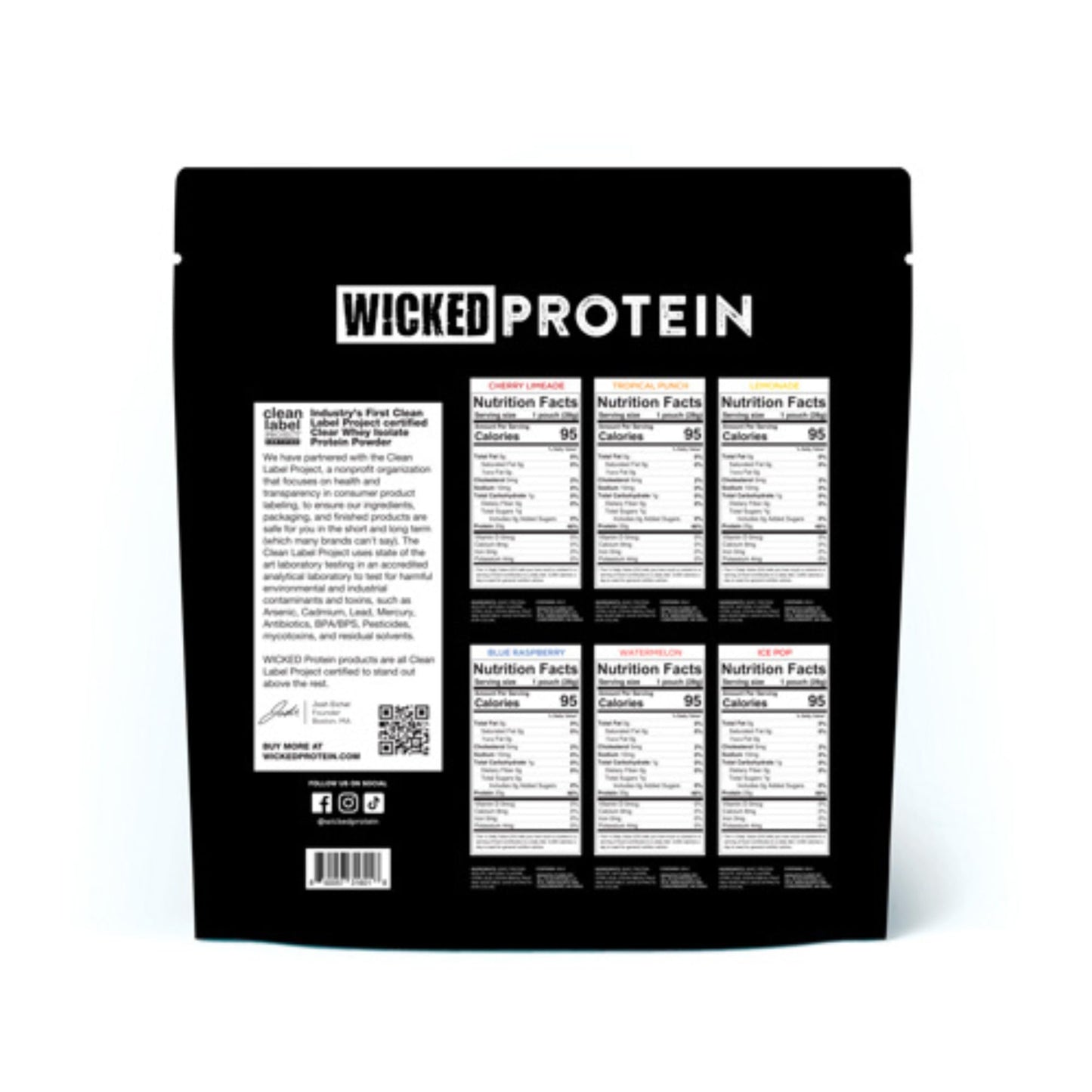 WICKED Protein Clear Whey Isolate Variety Pack Powder, 12 Pack