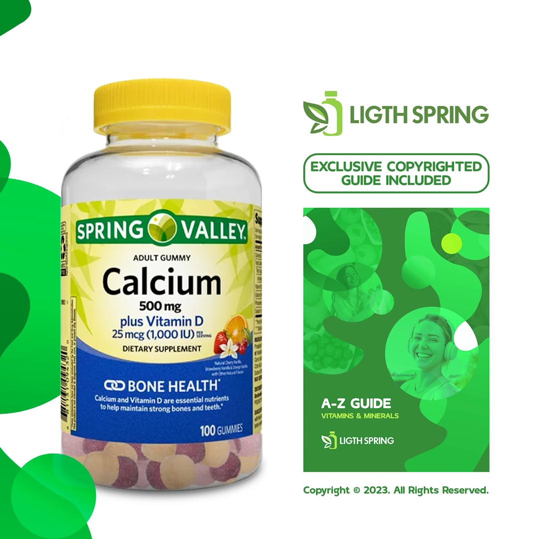 LightSpring Calcium Plus Vitamin D Gummies, 100 Ct