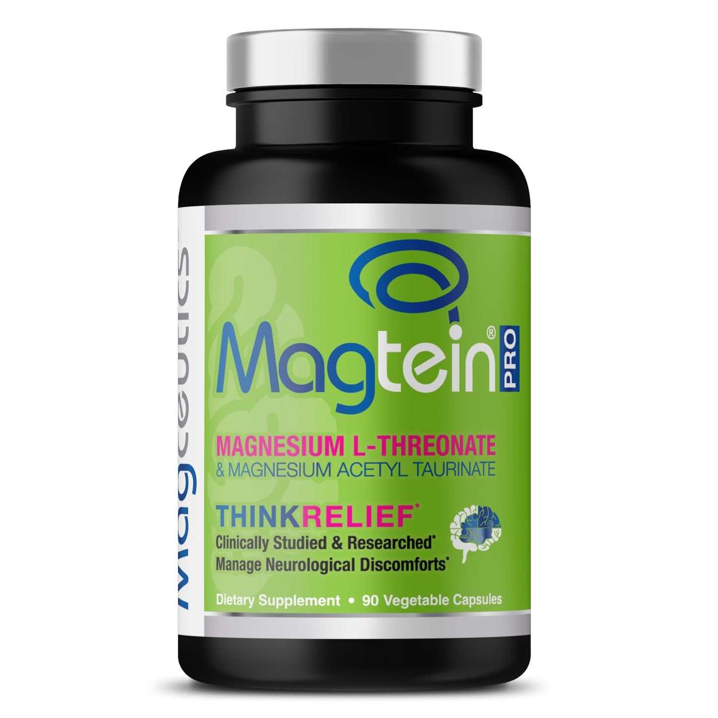 Magceutics MagteinPRO Magnesium L-Threonate & Mag Acetyl Taurinate Supplement, Capsules, 90 Count