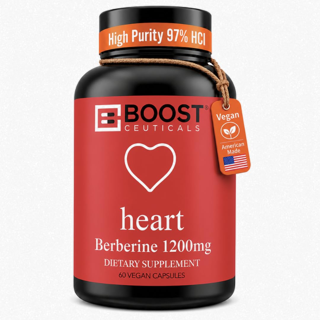 BoostCeuticals Berberine Supplement 1200mg (2 x 600mg) - Berberine HCl Vegan Capsules - Daily Wellness Support - Gluten Free Non GMO, 60 Capsules