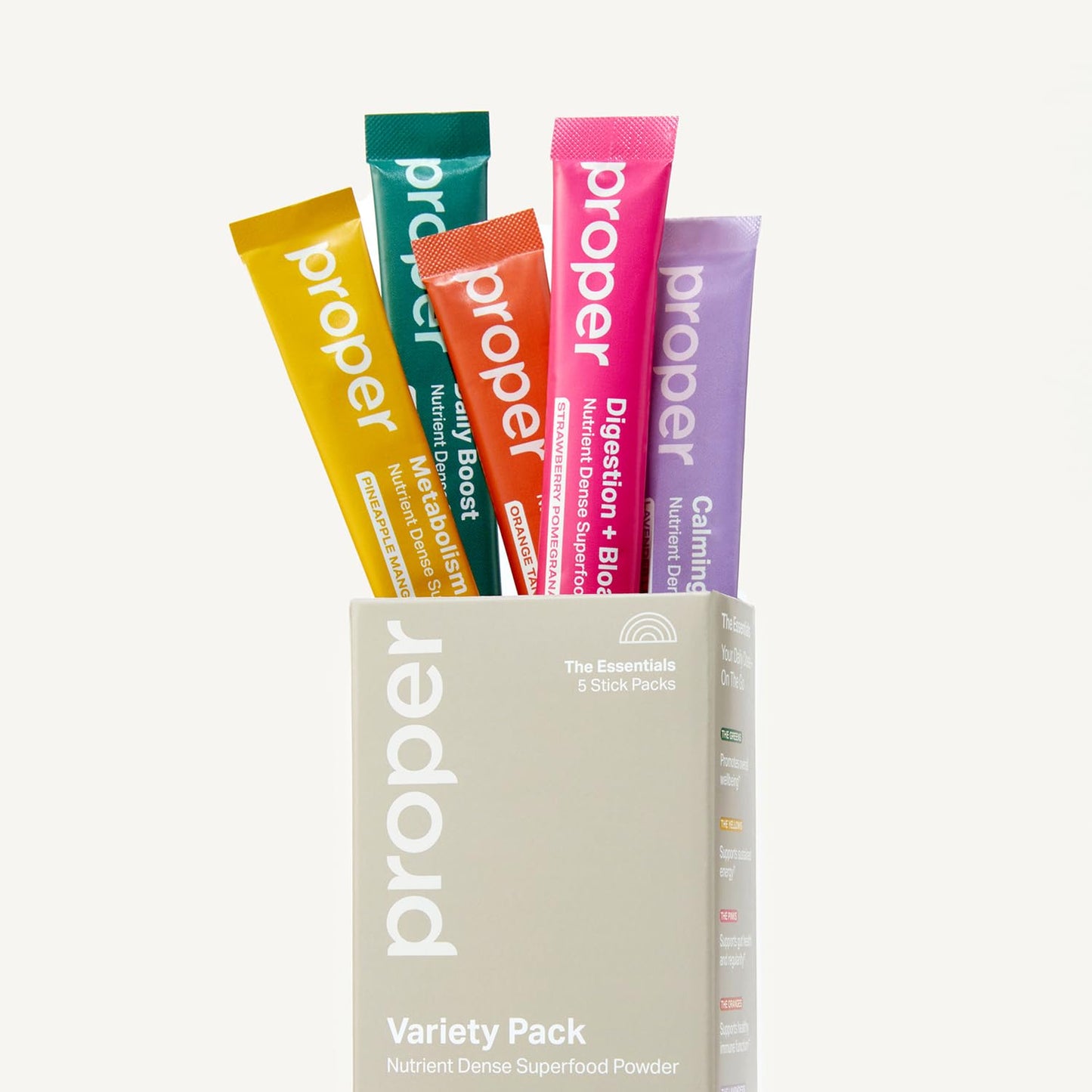 Proper The Essentials Super Foods Powder 5-Stick Variety Pack, 1.02 Ounce