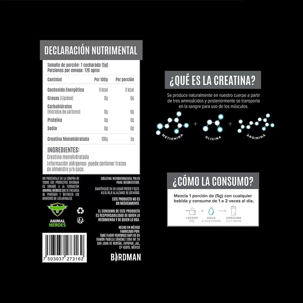 Birdman Creatine Monohydrate Powder 0.0353