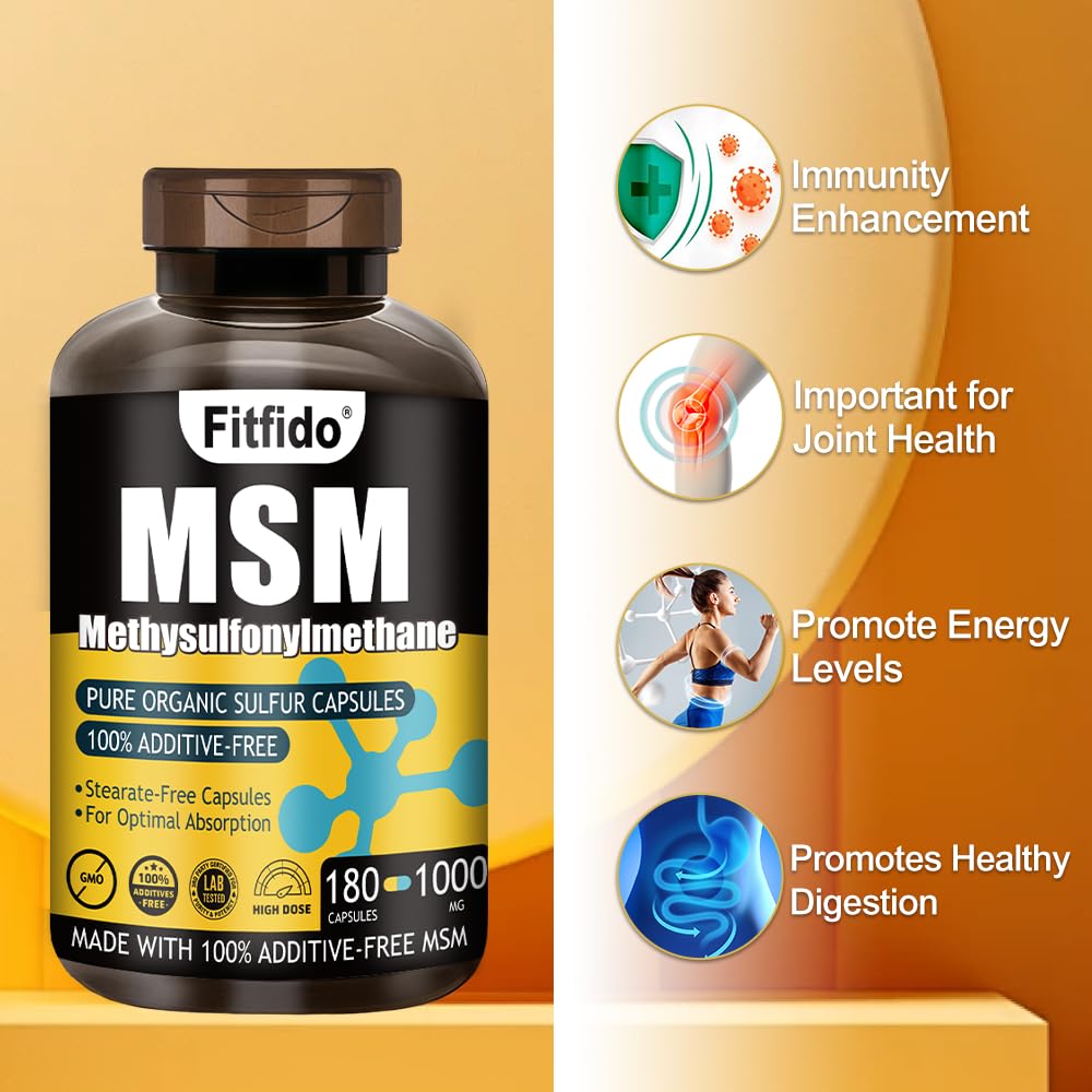 Fitfido MSM Capsules 1000mg, 180 Count
