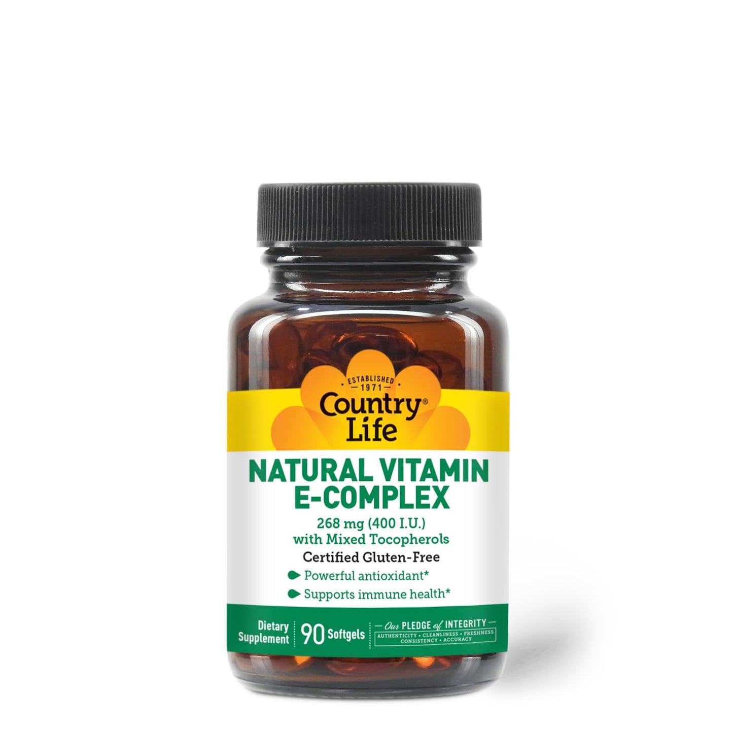 Country Life Vitamin E Complex 400 IU with Mixed Tocopherols Softgels 90