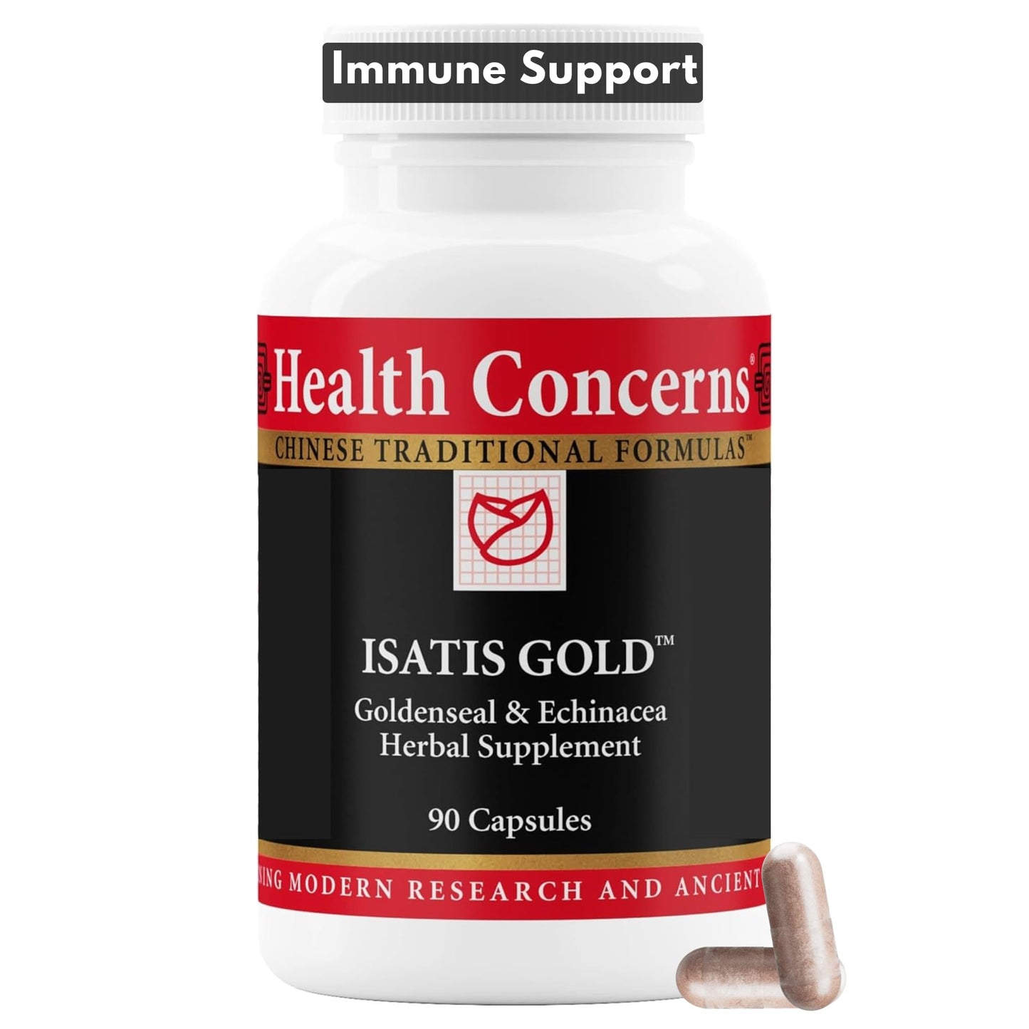 Health Concerns Isatis Gold Immune System Support & Respiratory Tract Supplements with Echinacea, Platycodon, Goldenseal & Ligusticum Root Extract, 90 Capsules
