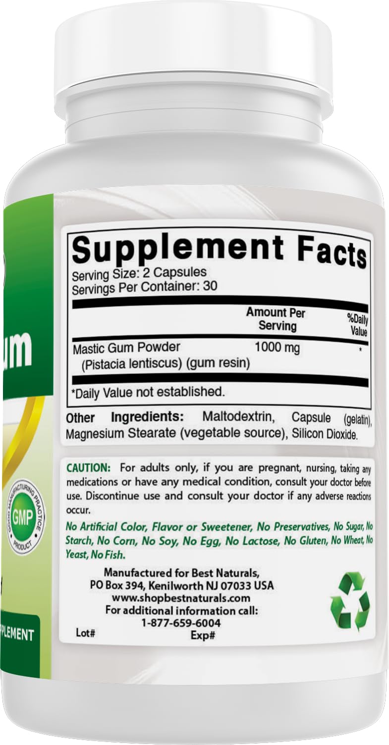 Best Naturals Mastic Gum 500 mg Capsules, 120 Count