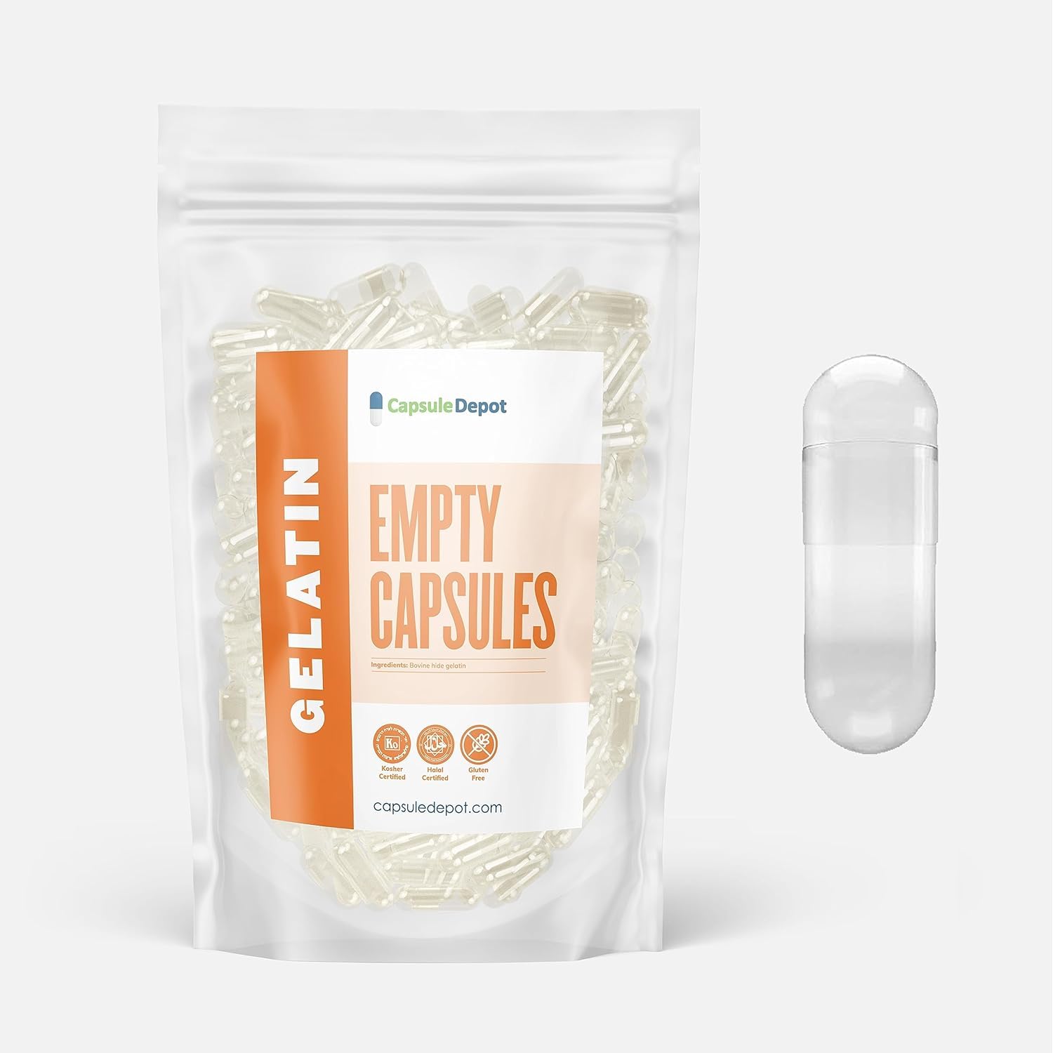 Capsule Depot Clear Size 00 Empty Gelatin Capsules, 10,000 Count
