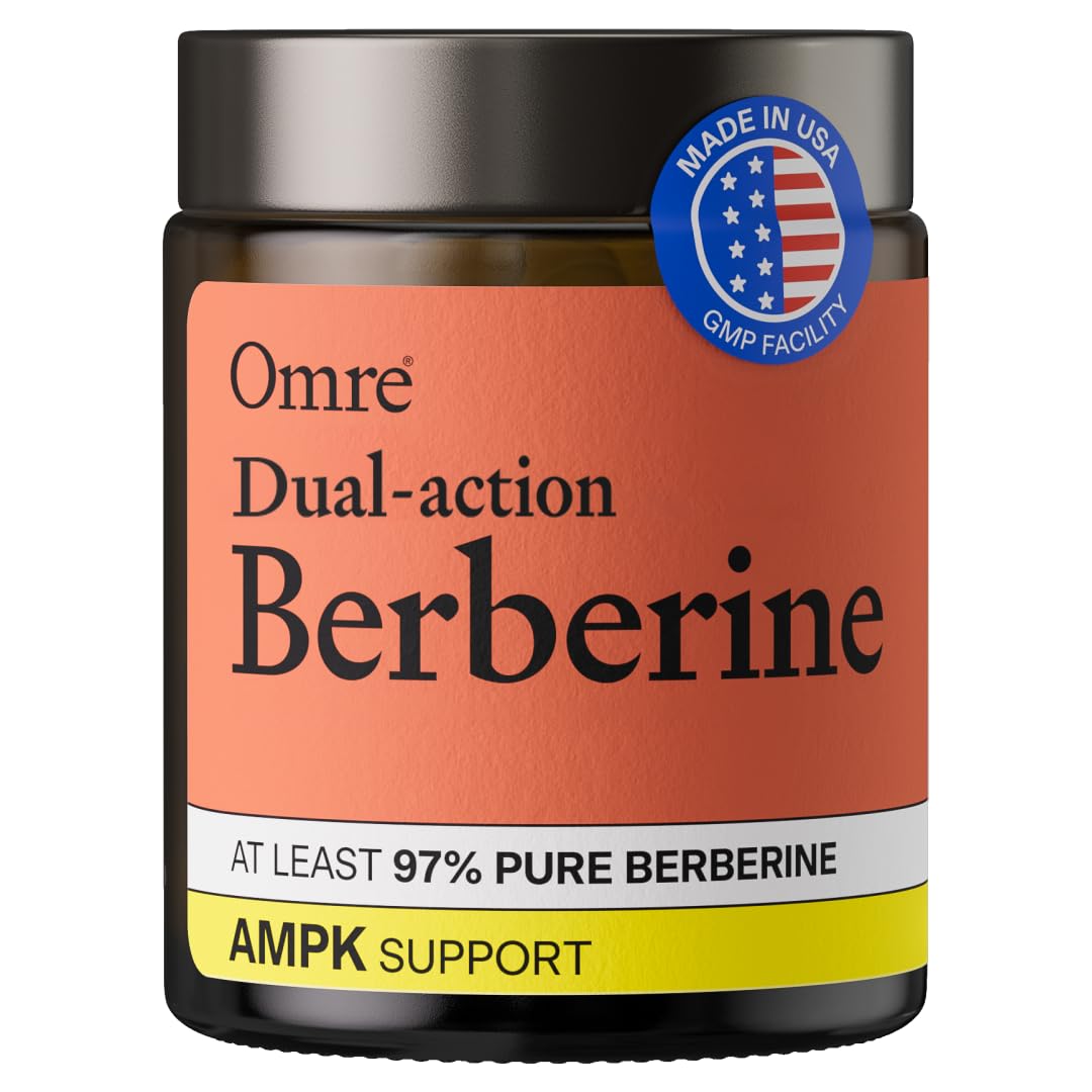 OMRE Berberine Dual-Action Formula with Phytosome 1000mg Total Berberine Capsule, 60 Count