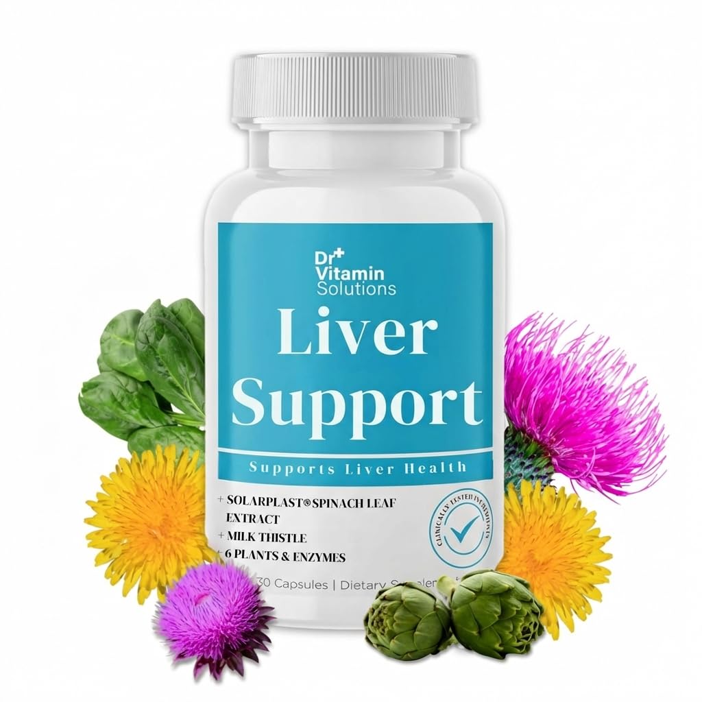 DR VITAMIN SOLUTIONS Liver Cleanse Detox and Repair Milk Thistle Supplement with Chlorophyll, Digestive Enzymes, Artichoke & Dandelion for Natural Gallbladder Support, 30 Capsules
