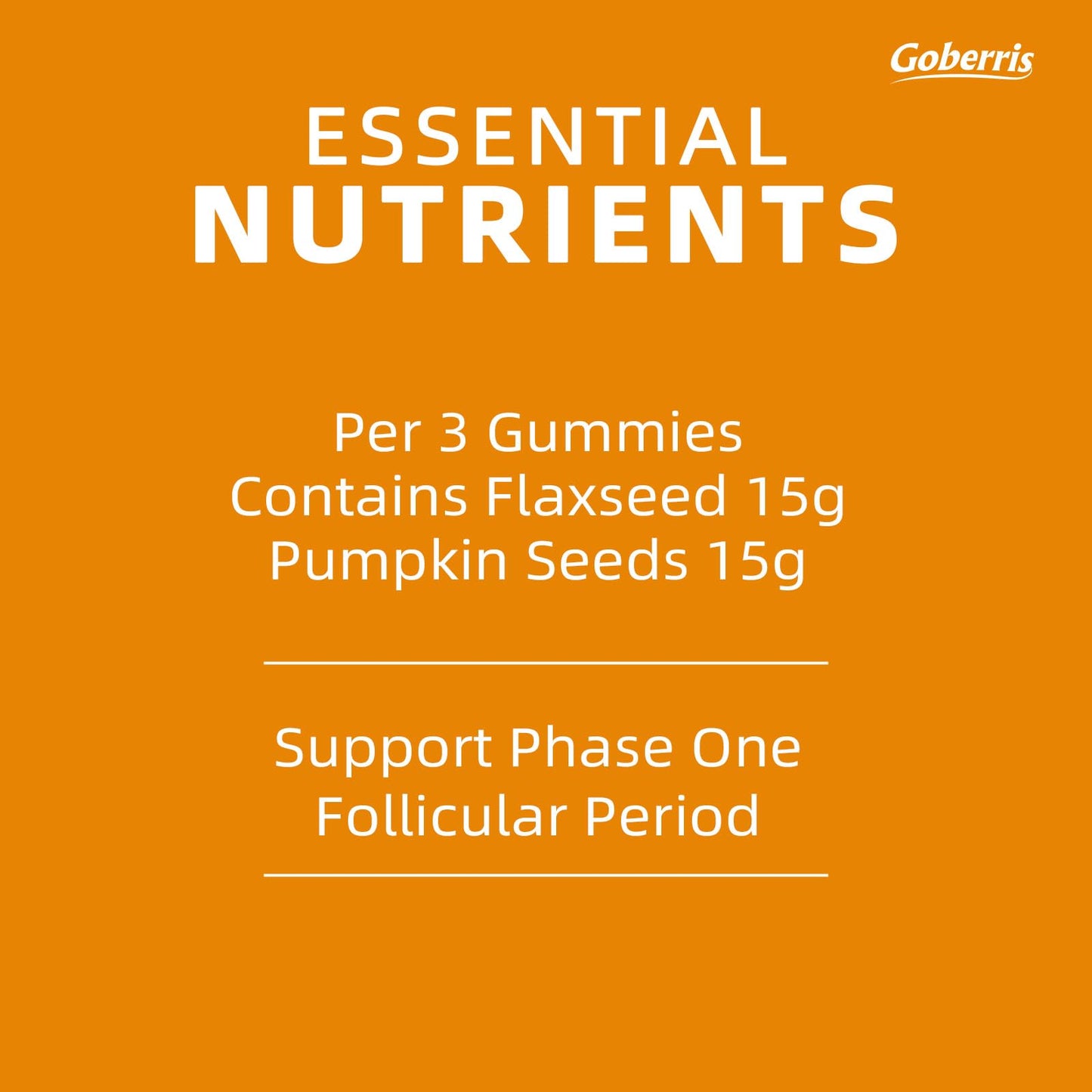 Goberris Seeds Cycles Gummies Flaxseed 15g & Pumpkin Seeds 15g, 90 Gummies