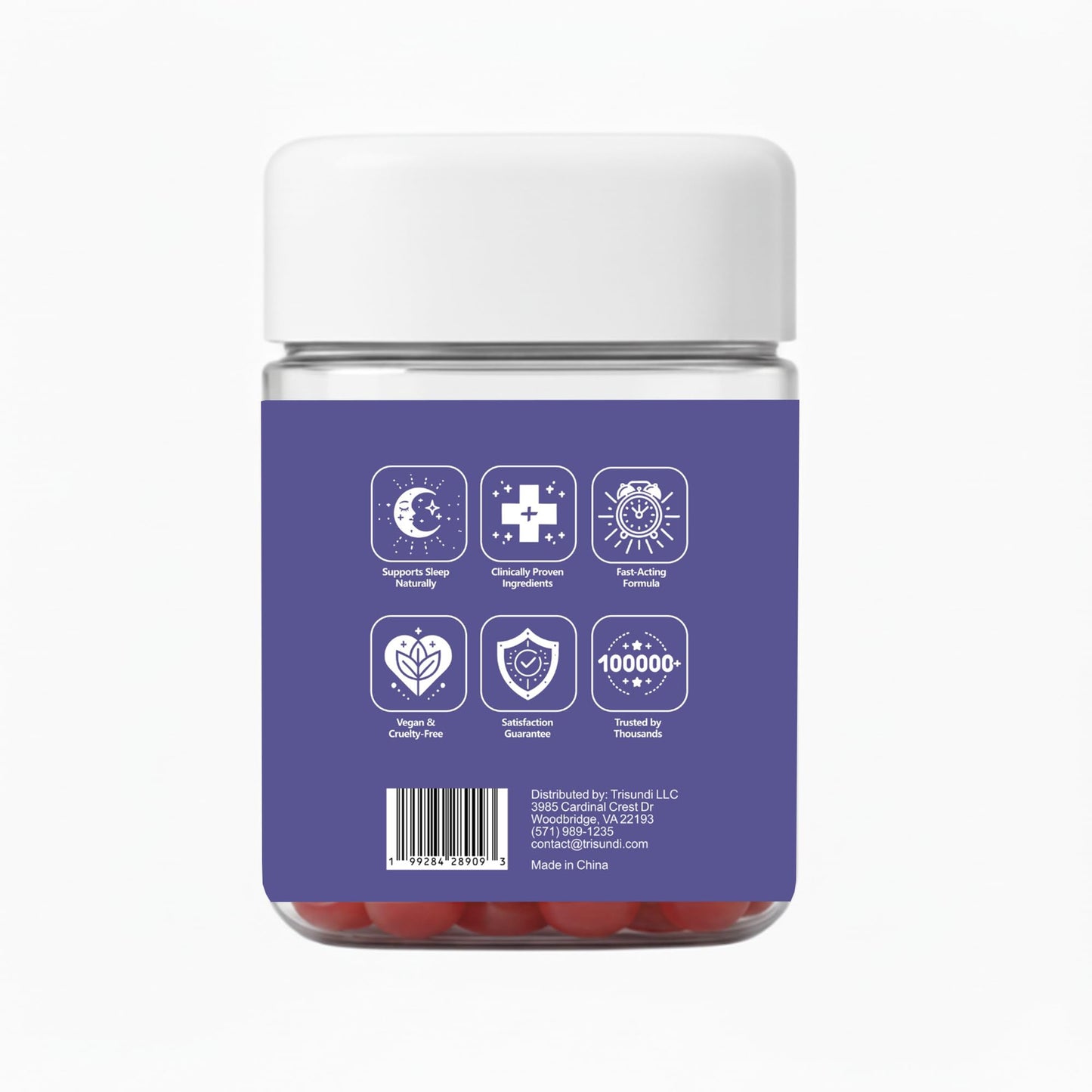 Trisundi Sleep Gummies Deep Relax 5-HTP Gummies – Melatonin, L-Theanine & Magnesium – Vegan Fruit-Pectin Formula – Gluten & Soy Free, 60 Gummies