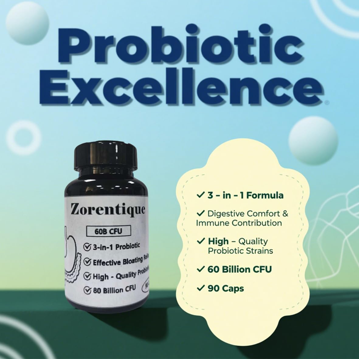 Generic Zorentique Advanced 3-in-1 Probiotic Capsule 90 Count