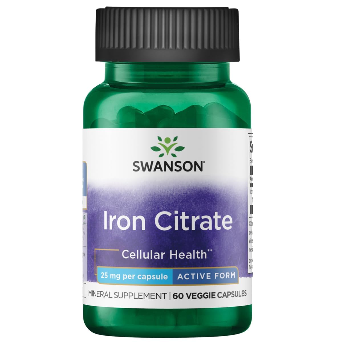 Swanson Iron Citrate 25 Milligrams Capsules 60 Count
