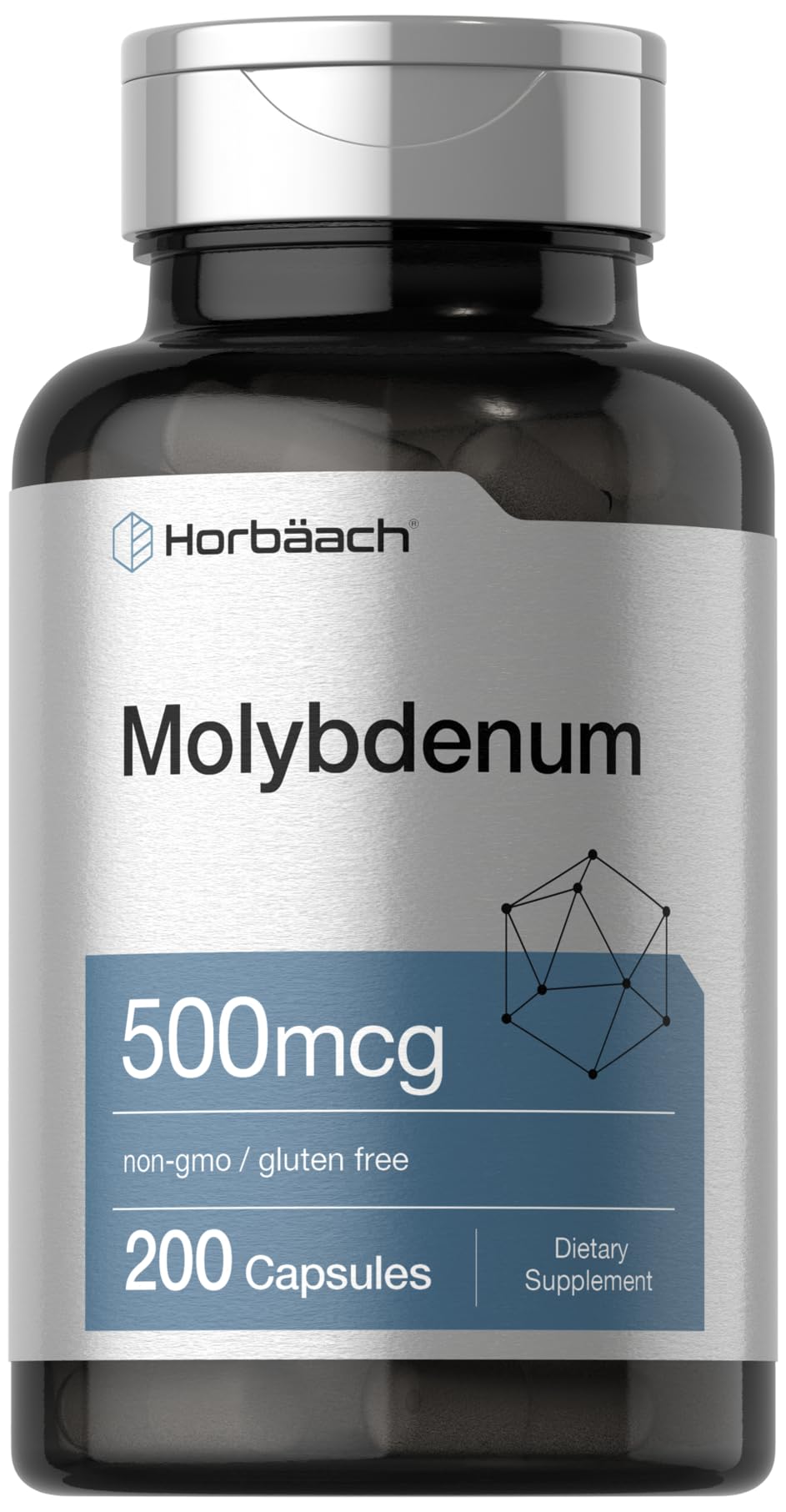 Horbäach Molybdenum Supplement 500mcg Capsules, 200 Capsules
