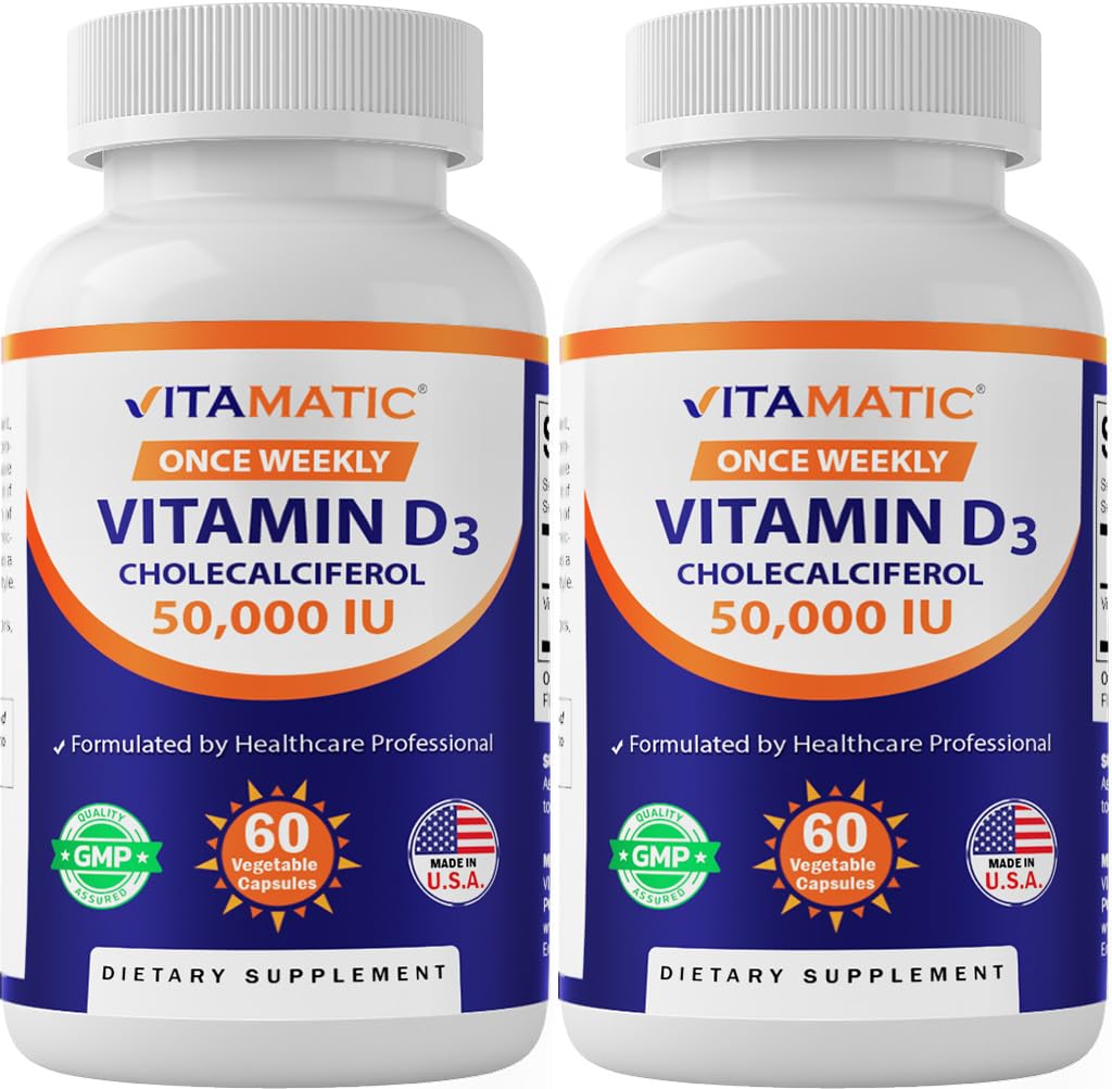 Vitamatic Vitamin D3 50,000 IU (as Cholecalciferol) Once Weekly Dose Capsules, 120 Count