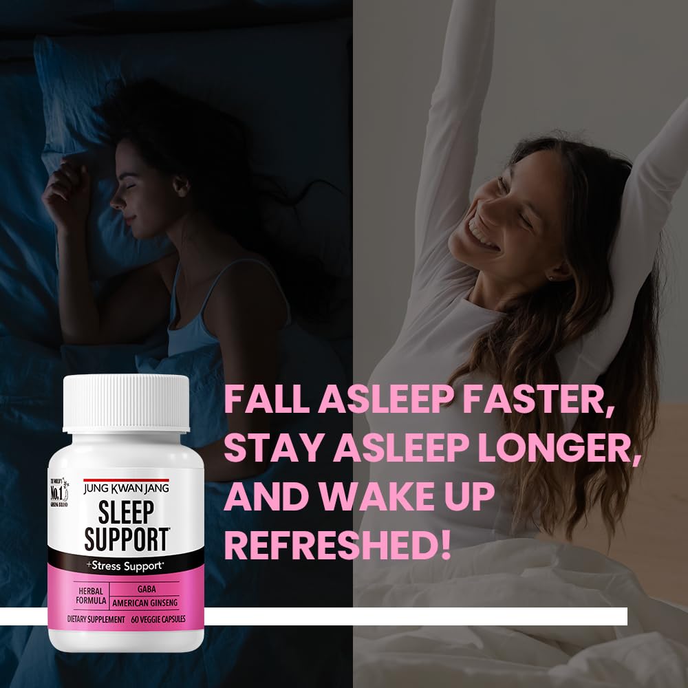 JUNG KWAN JANG Sleep Support GABA Complex 500mg with American Ginseng, 60 Capsules