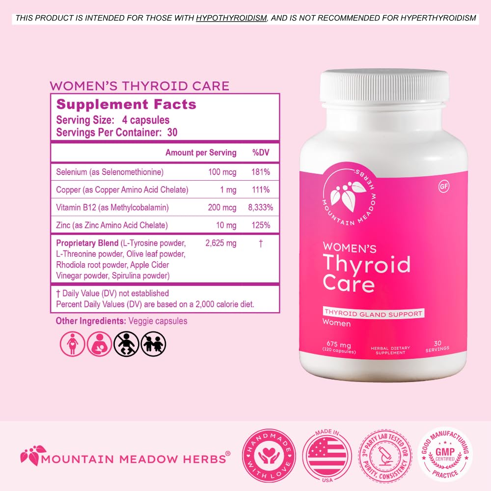 Mountain Meadow Herbs Women's Thyroid Care Capsules, 120 Count
