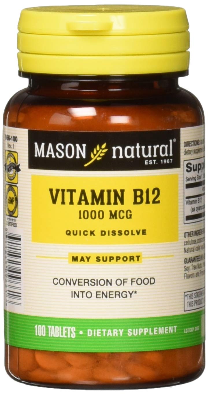 Mason Natural Vitamin B-12 1000mcg Sublingual Tablets, 100 Tablets