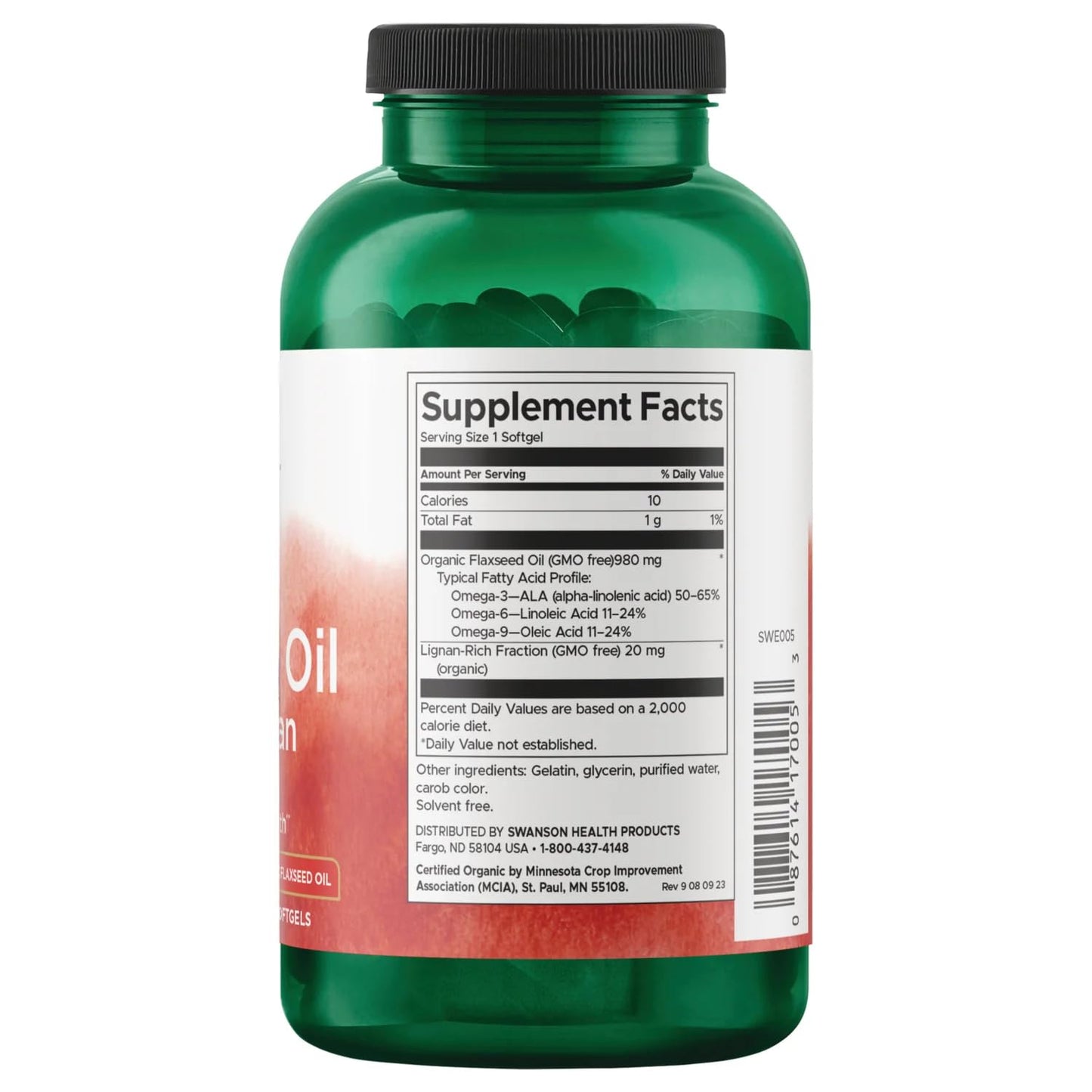 Swanson Flaxseed Oil High Lignan (Omegatru) Softgel 200 Count