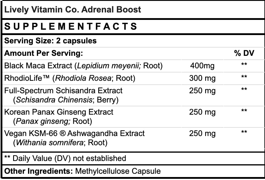 Lively Vitamin Co Adrenal Boost, 120 Capsules