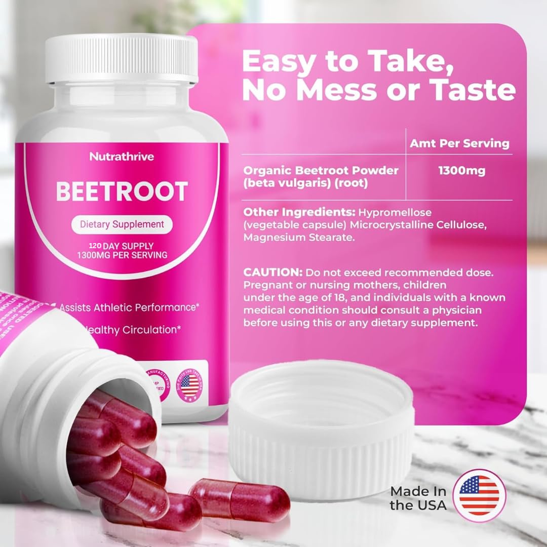 Nutrathrive Organic Beet Root Capsules 240 Count