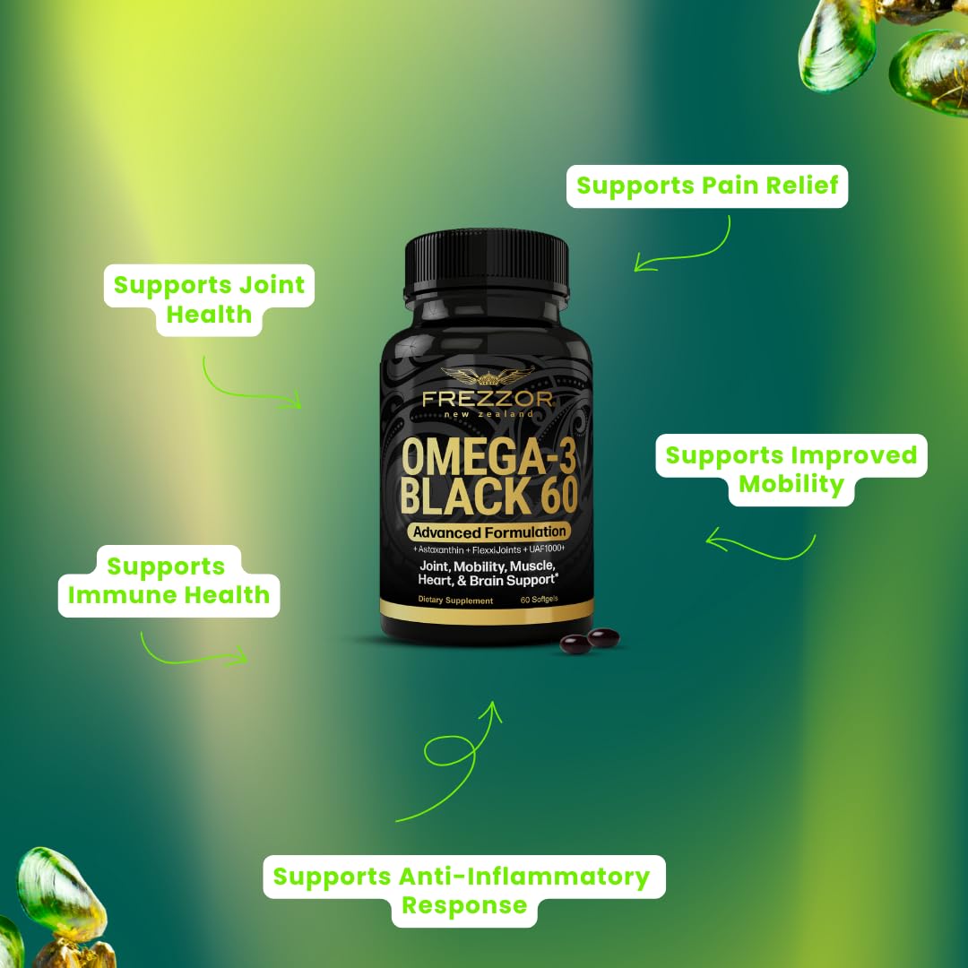 FREZZOR Omega-3 Black Green-Lipped Mussel Oil Softgels, 60 Softgels