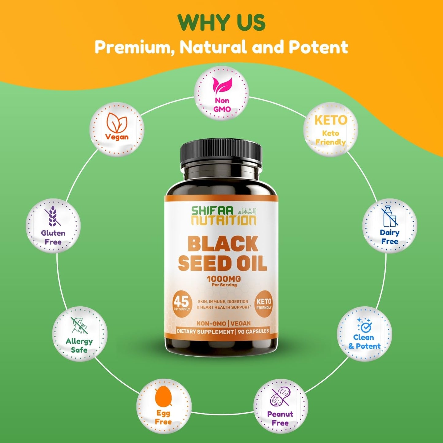 SHIFAA NUTRITION Black Seed Oil 1000 mg Liquid Filled Capsule 90 Count