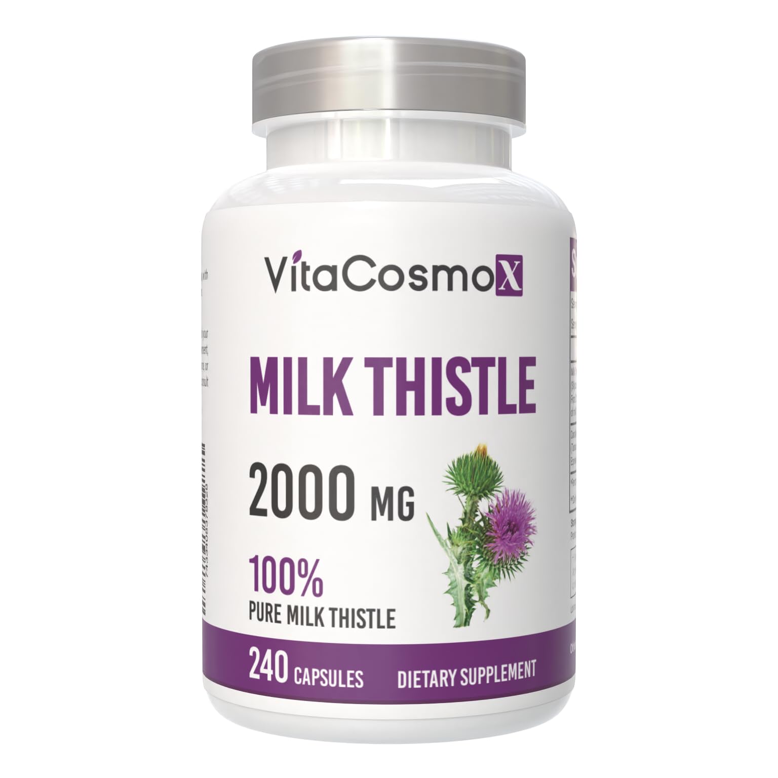 VitaCosmoX Milk Thistle 2,000 mg Capsules, 240 Count