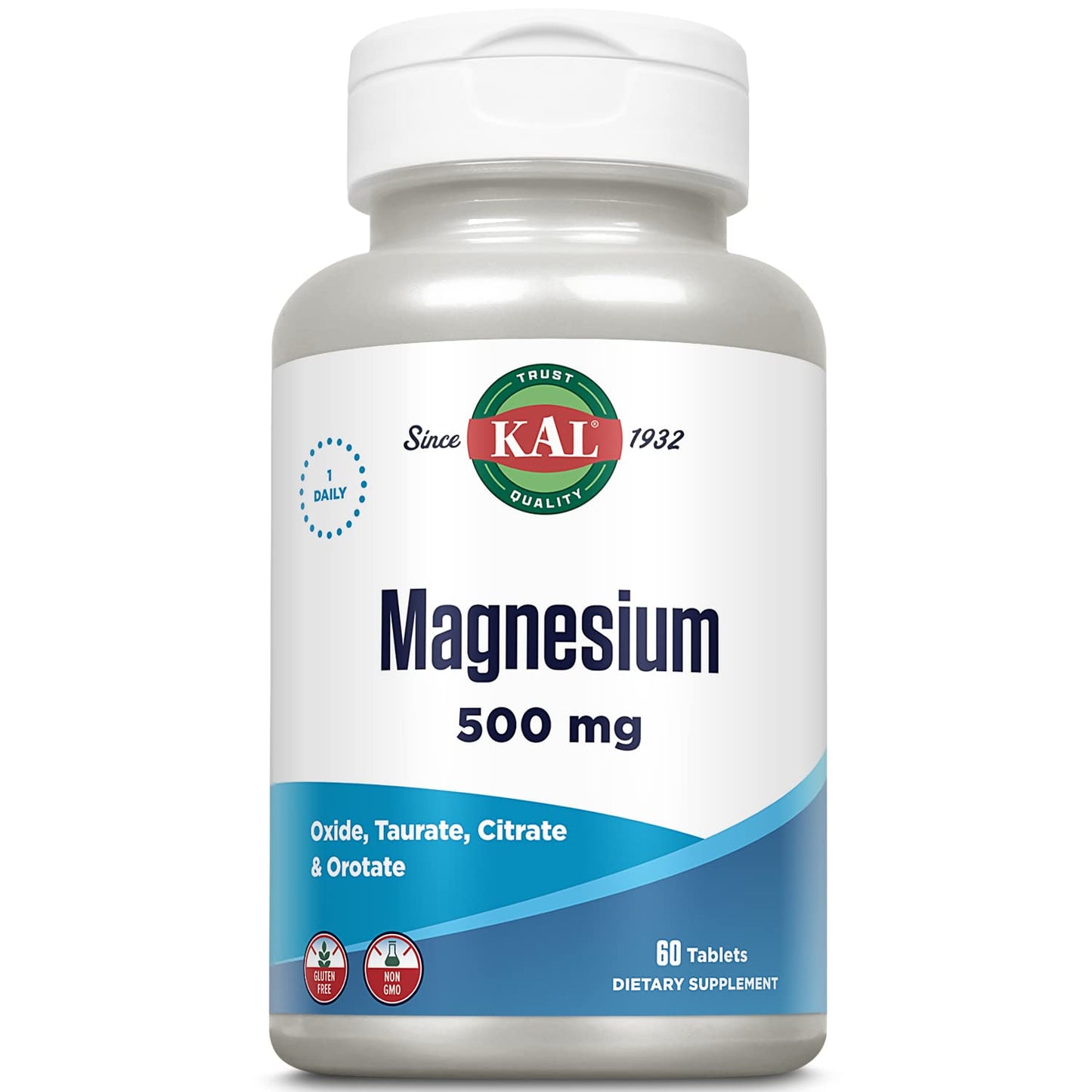 KAL Magnesium Tablets for Men & Women, Non-GMO, Vegetarian - 60 Tablets