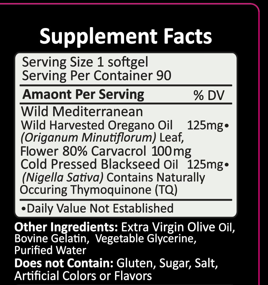 Naznara Wild Oil of Oregano with Blackseed Oil Softgels 90