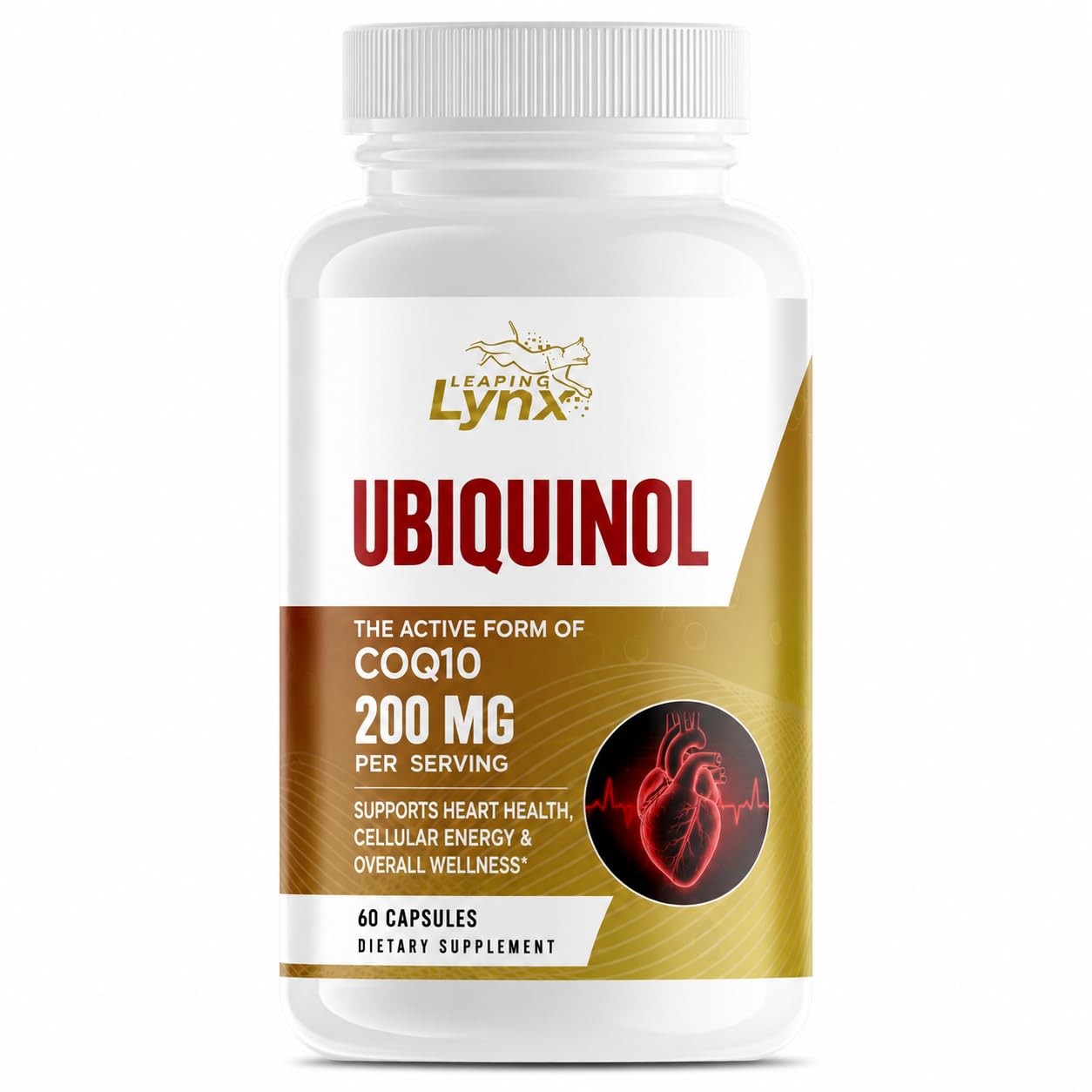 Leaping Lynx Ubiquinol CoQ10 200mg High Absorption Active Coenzyme Q10 Supplement Capsule, 60 Capsules