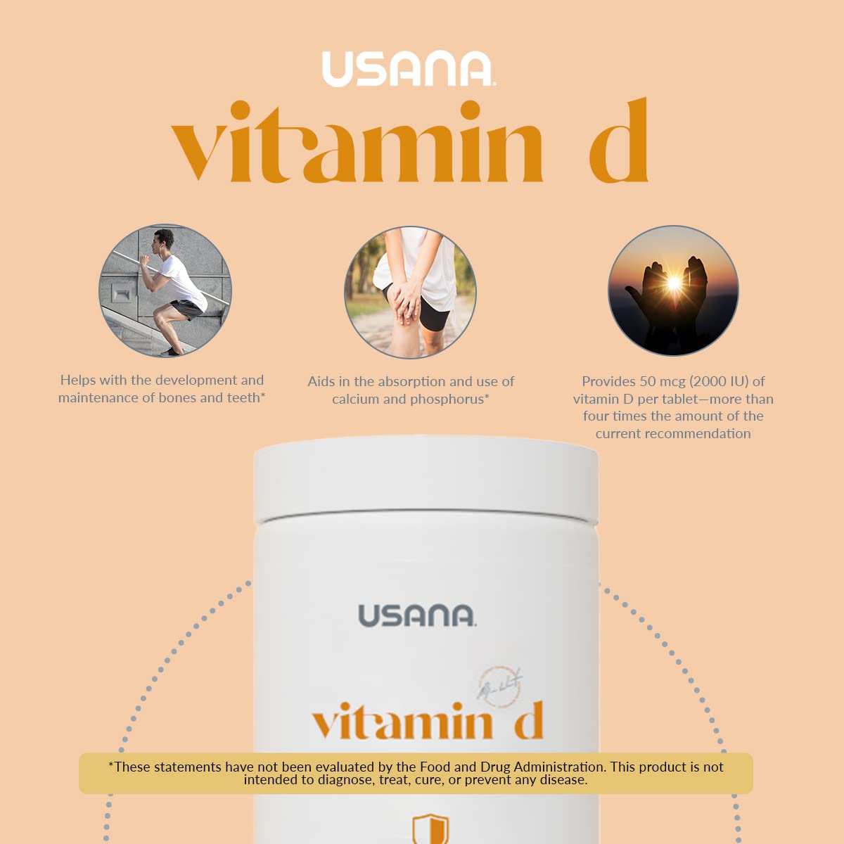 USANA Vitamin D Maximum-Strength 2,000 IU Vitamin D Supplement to Support an Already Healthy Immune System, 84 Tablets