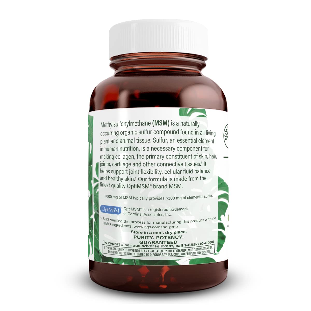 Natural Nutra OptiMSM MSM Supplement with Sulfur 1000 mg Tablet, 60 Tablets