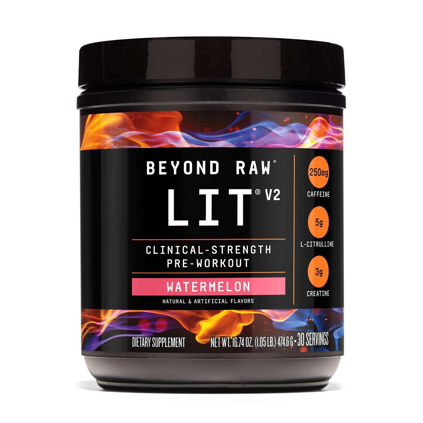 BEYOND RAW GNC LIT V2 Pre Workout Powder Watermelon, 1.05 lb