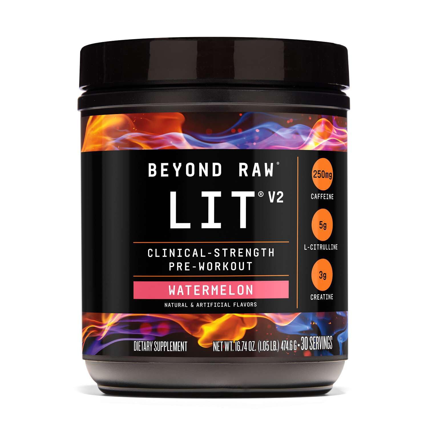 BEYOND RAW GNC LIT V2 Pre Workout Powder Watermelon, 1.05 lb