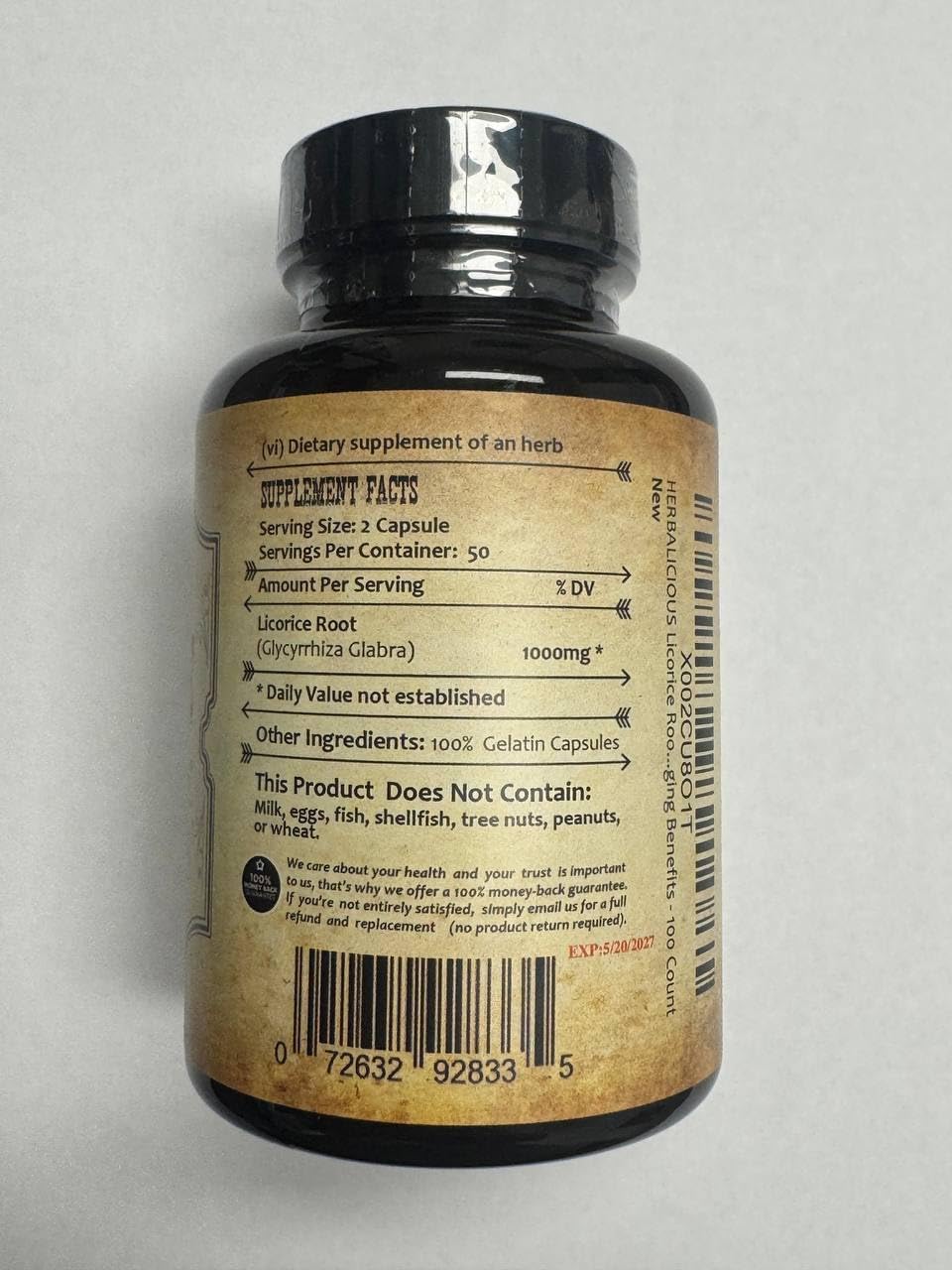 HERBALICIOUS Licorice Root Capsule 100 Count