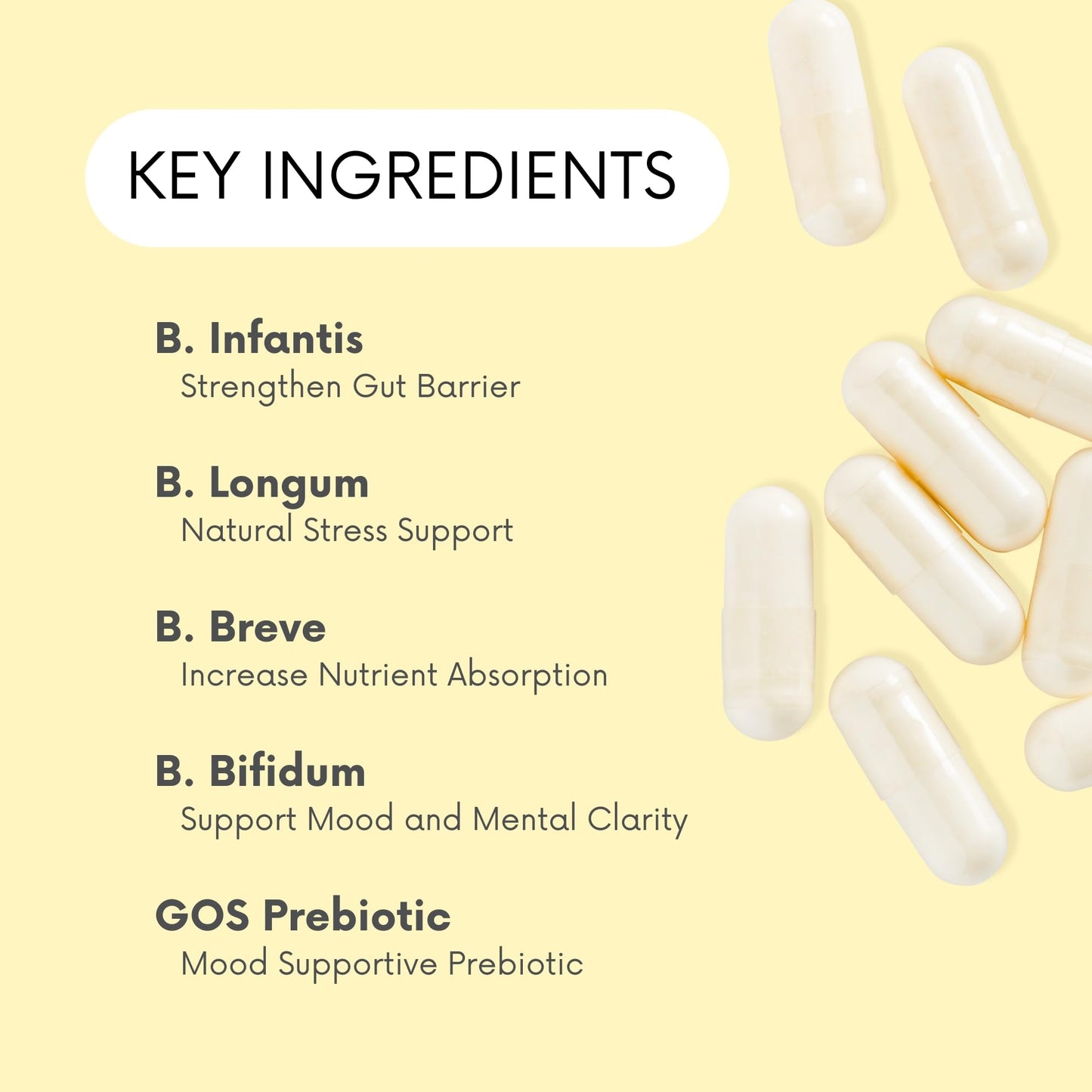 Lifted Naturals Probiotics 30 Billion CFU Bifidus Mood Support Capsules, 60 Count