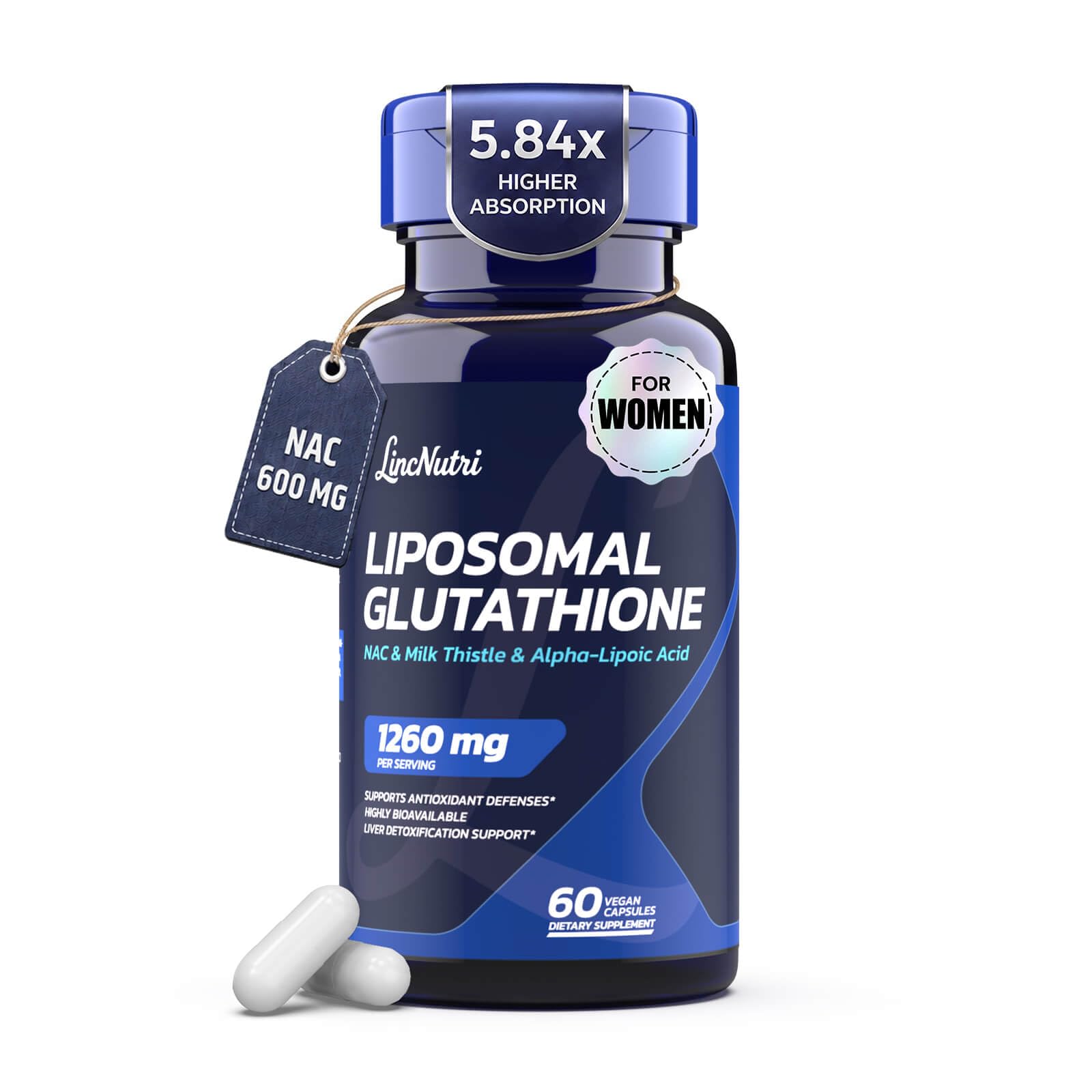 LincNutri Liposomal Glutathione for Women 60 Capsules