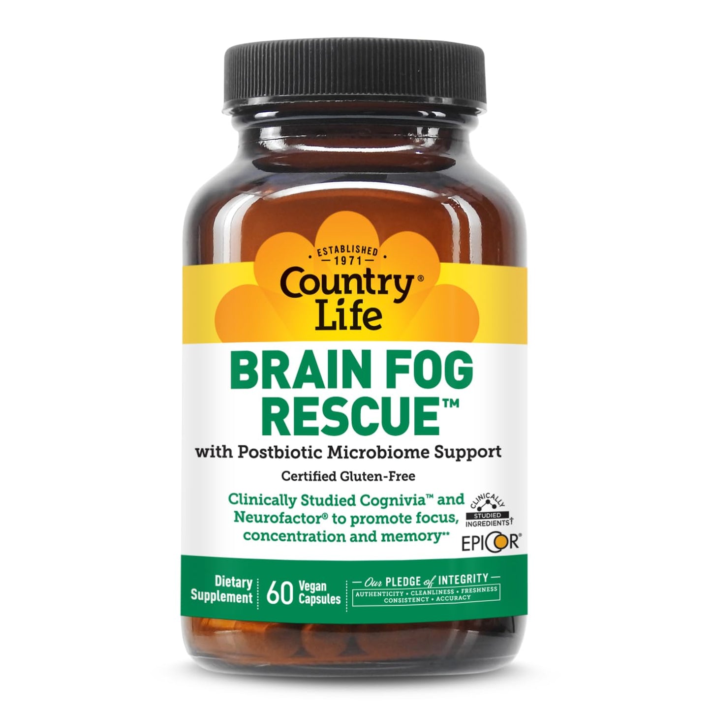 Country Life Brain Fog Rescue Cognitive Support Capsules 60