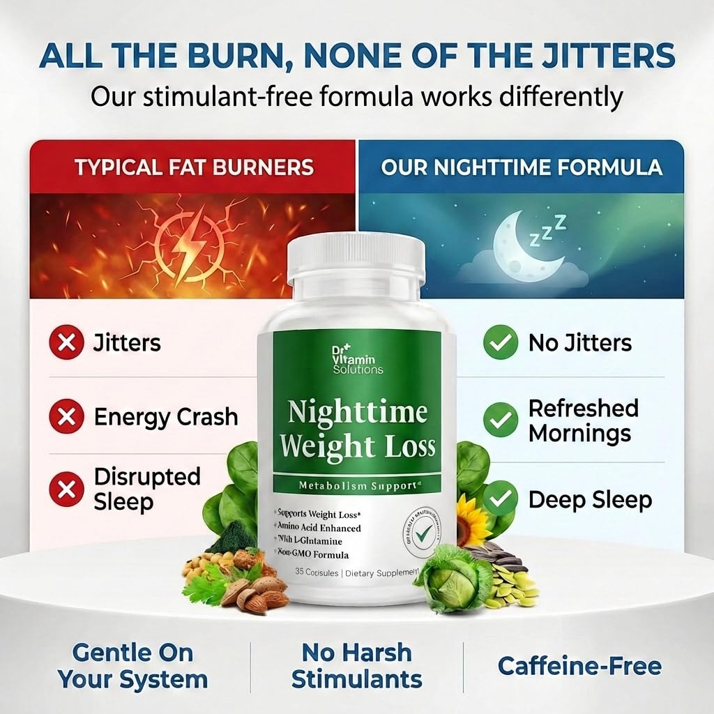 DR VITAMIN SOLUTIONS Nighttime Fat Burner for Women & Men, Sleep Support - Night Shred Diet Aid Capsule, 35 Count