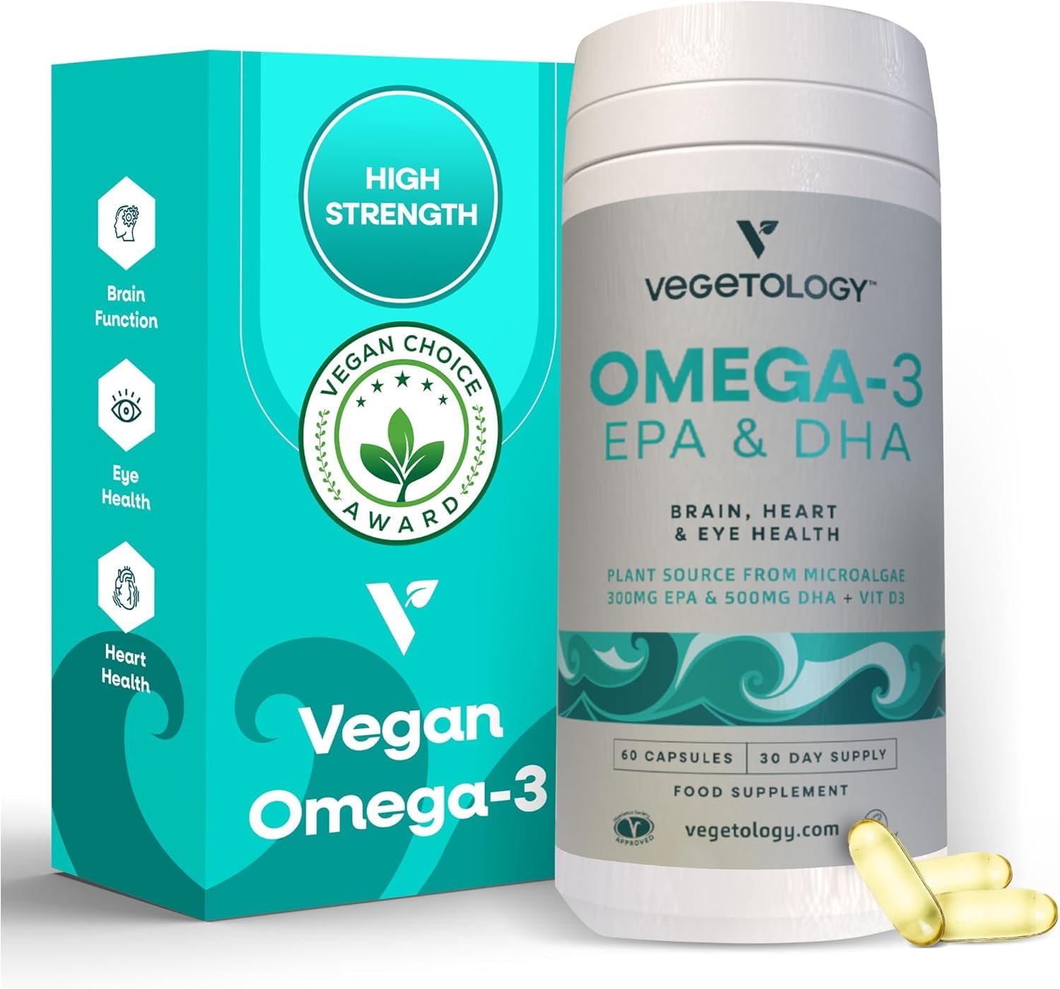 VEGETOLOGY Vegan Omega-3 Supplement, 60 Capsules