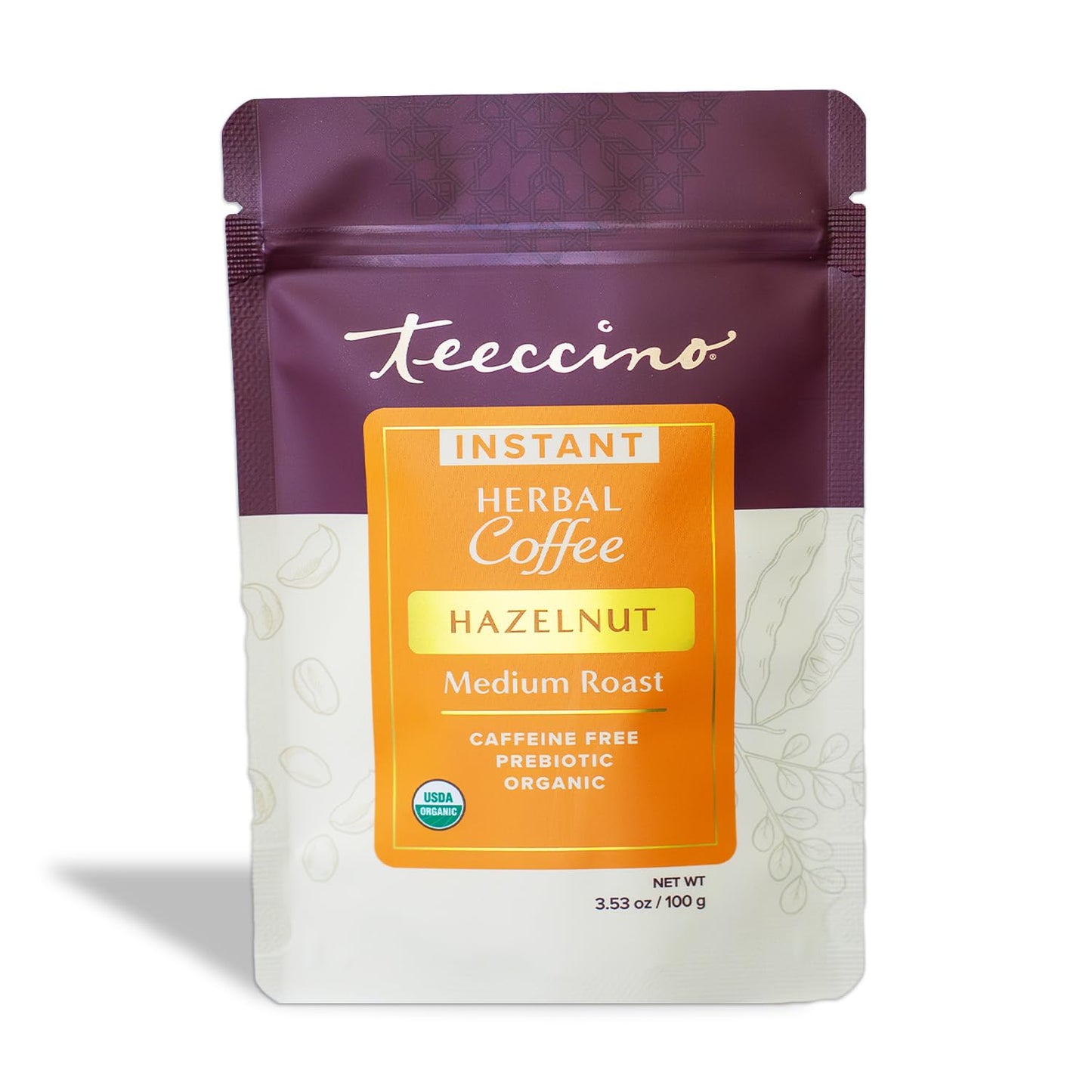 Teeccino Instant Organic Hazelnut Herbal Coffee Powder, 3.5 Ounce