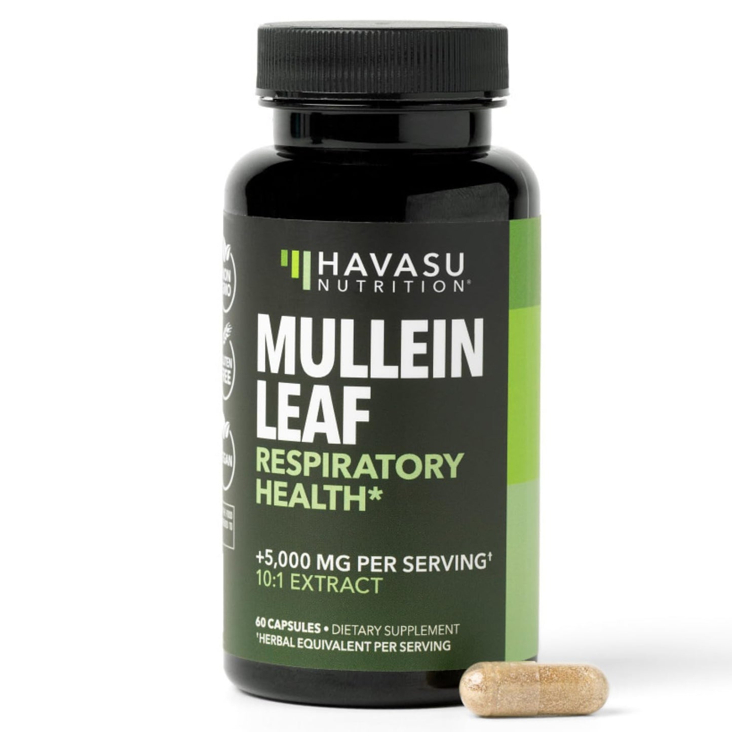 HAVASU NUTRITION 500mg Mullein Extract for Lung Support and Respiratory Health Capsule 60 Count