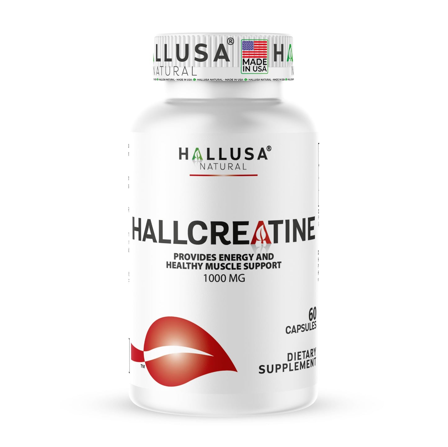 Hallusa Natural Creatine Monohydrate Capsules, 60 Capsules
